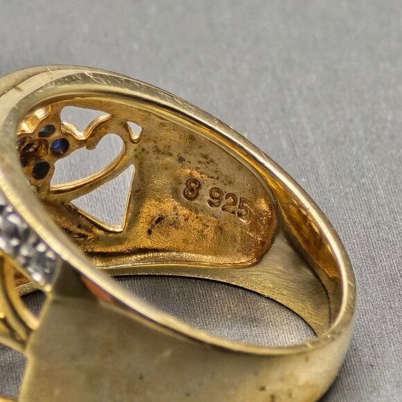 VTG Ross-Simons Vermeil Floral Ring Size 8 Ruby Sapphire Emerald Diamond 5.7g - Picture 5 of 12